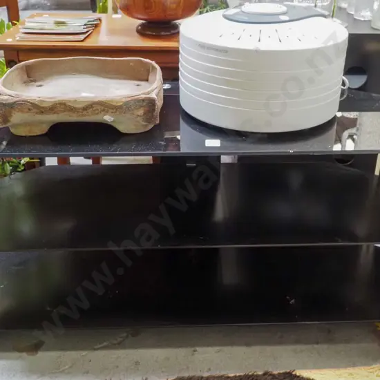 smoked glass 3 tier entertainment unit