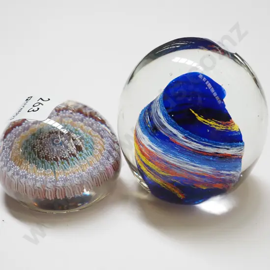 2x glass paperweights