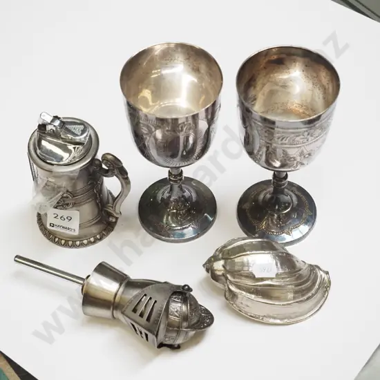 goblets, nip pourers, ashtray etc