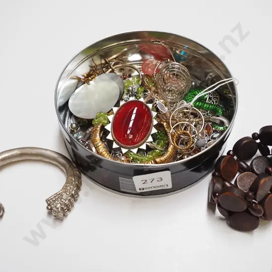 tin of costume jewellery