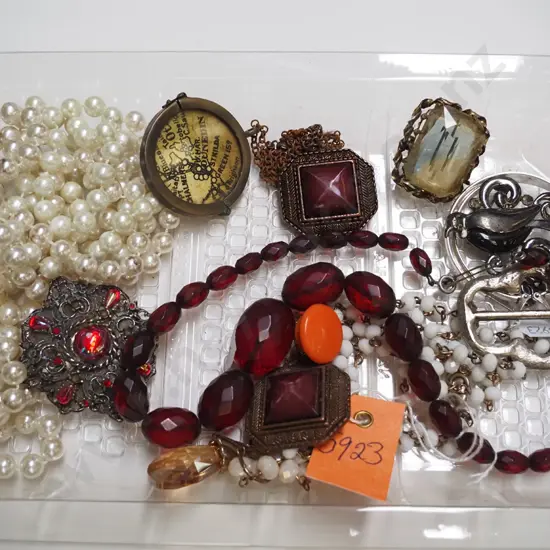 plastic tray of costume jewellery