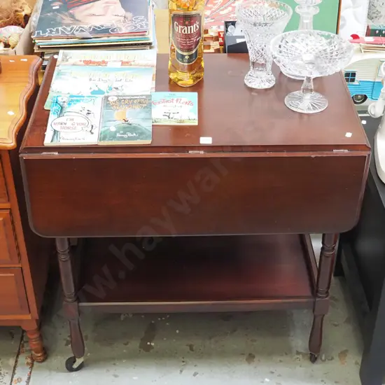 mahogany drop side tea wagon