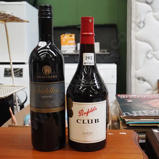 bottle of Penfolds Club Twany port, Saddlers merlot 2007