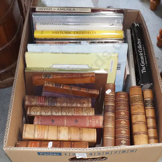 box; leather bound and other books