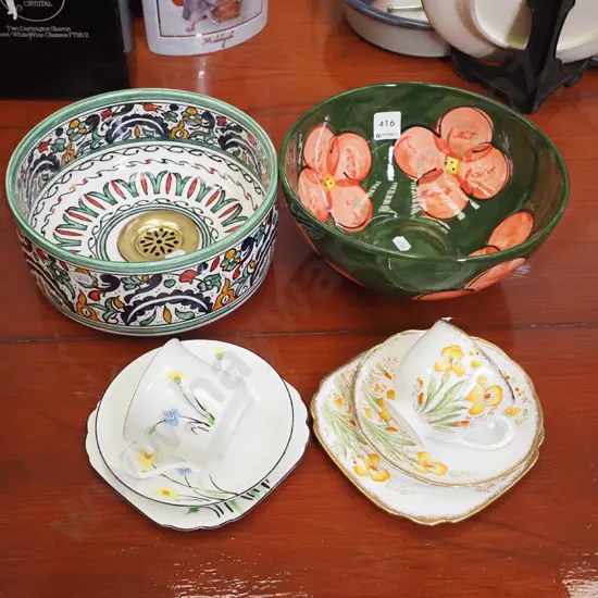 ceramic draining bowl, jardiniere, 2x trios