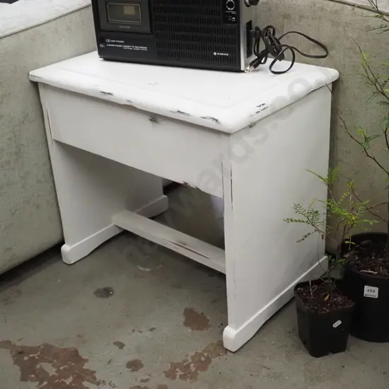hand painted white piano stool