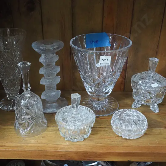 cut crystal glass items - 1 vase has chips