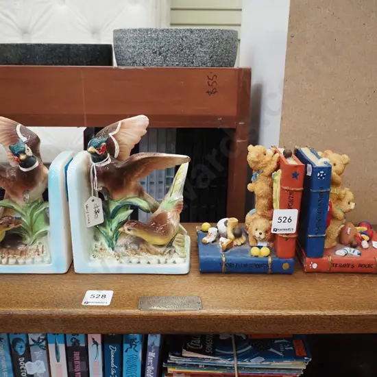 pheasant themed and teddy bear themed bookends