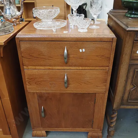 oak 2 drawer 1 door chest H-920 W-600 D-410