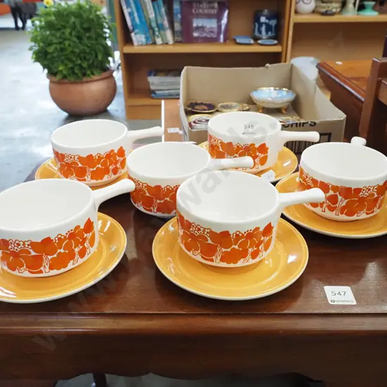 retro Staffordshire soup bowls and plates