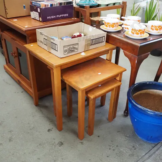 nest of 3 rubberwood tables