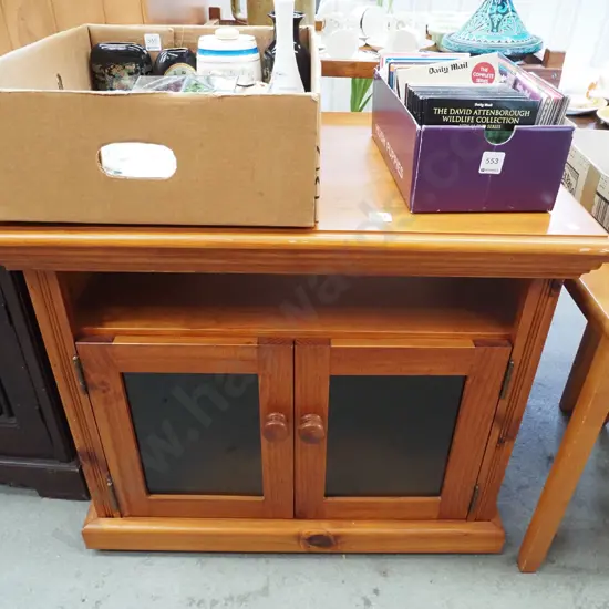 solid pine enterainment unit with 2 glazed doors H-620 W-730 D-480