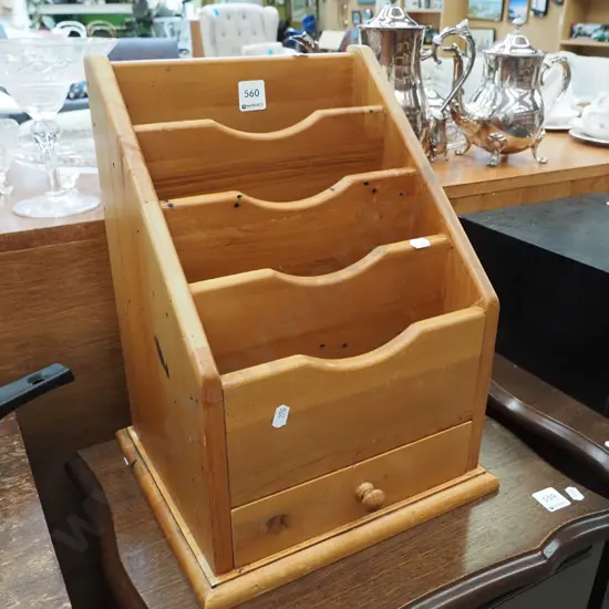 solid rimu letter organiser with single drawer H-380 