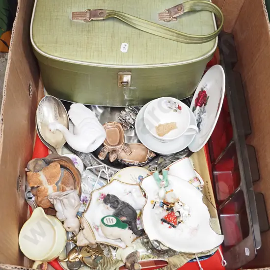 box; retro makeup case, plastic serving tray, plates, trays etc