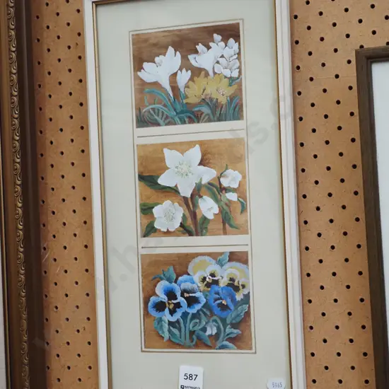 framed acrylic - triptych flowers