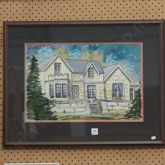 framed mixed media - house