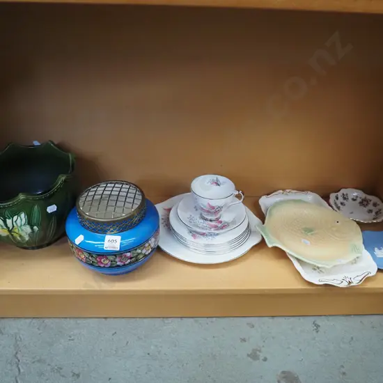 floral jardiniere, rose bowl, Royal Albert part tea set etc