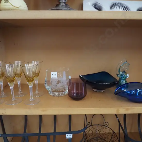 glass ware; ashtrays, seahorse, orchid bowl etc