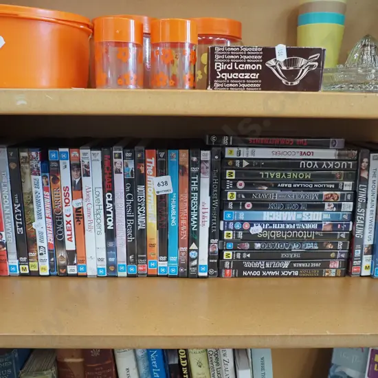 shelf of DVDs