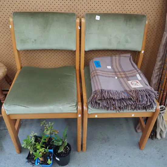 2x rimu upholstered reception chairs