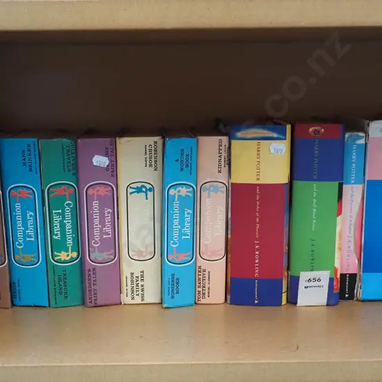 shelf; Harry Potter and other books
