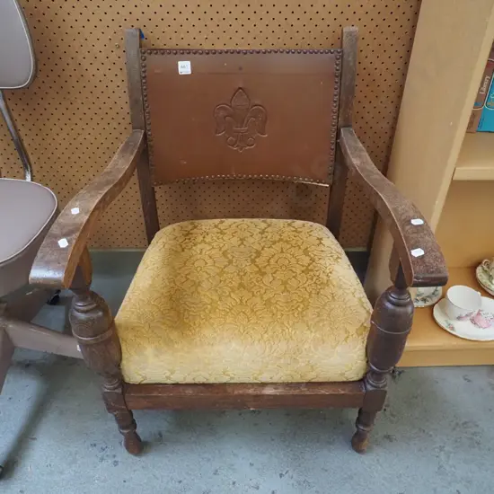 leather and fabric armchair