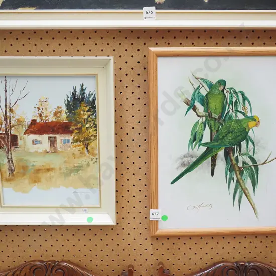 2x oils - farmhouse, parrots