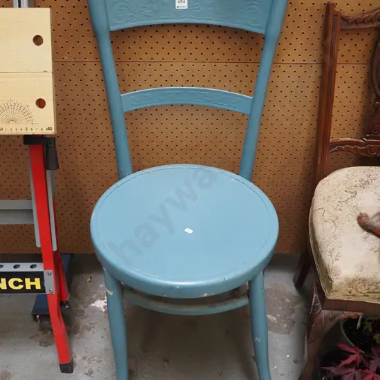 blue painted wooden chair