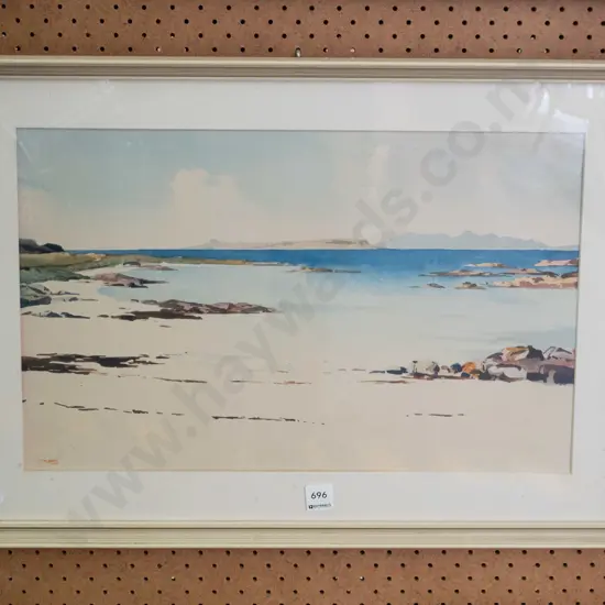 framed watercolour - coastal scene