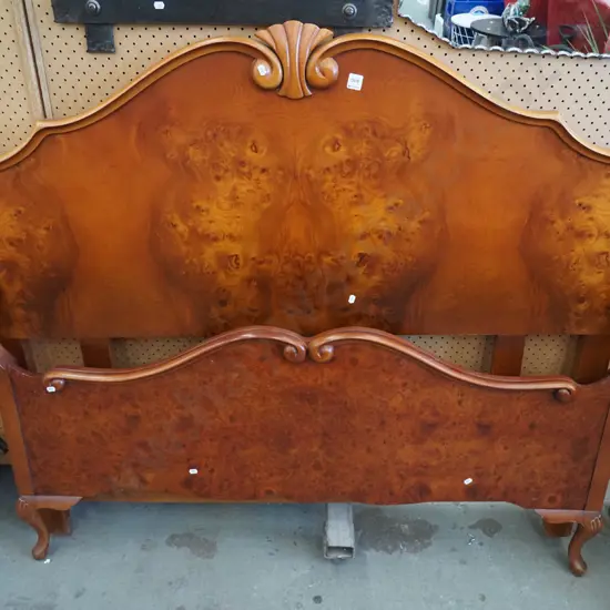 burr wood and mdf double headboard and foot board