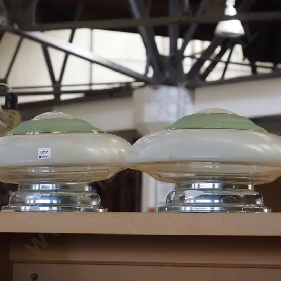 2x matching retro light fittings - some paint splatters and markings276