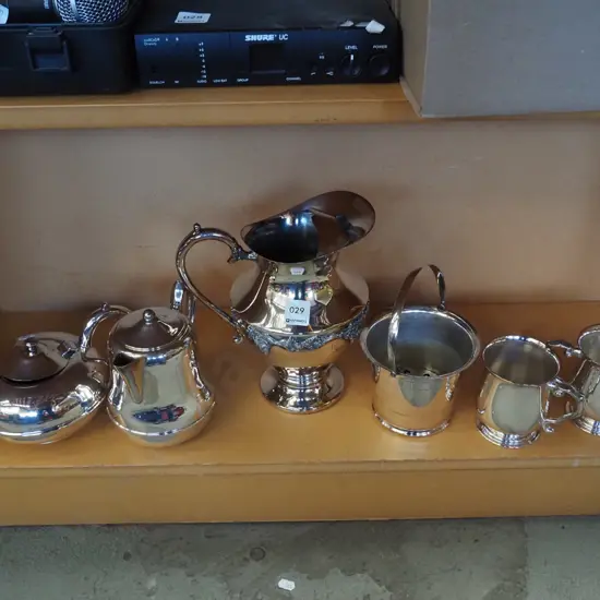 plated ware; water jug, teapot, ice bucket etc