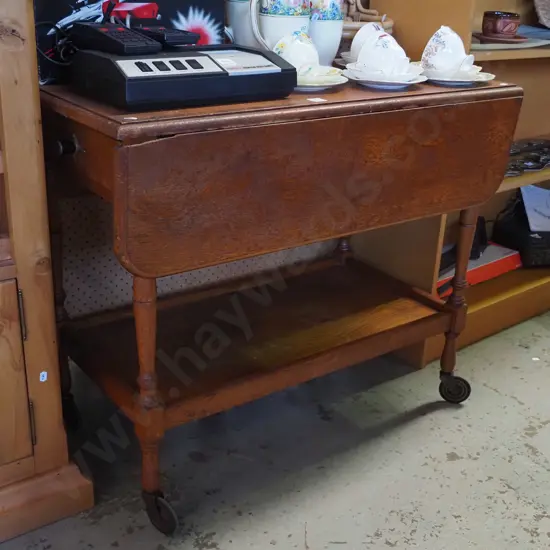oak drop side tea trolley