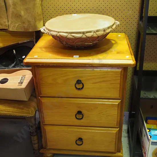 small solid pine 3 drawer chest H-600 W-560 D-440