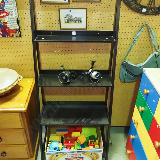 black triangular bookcase H-1500 W-630 D-390