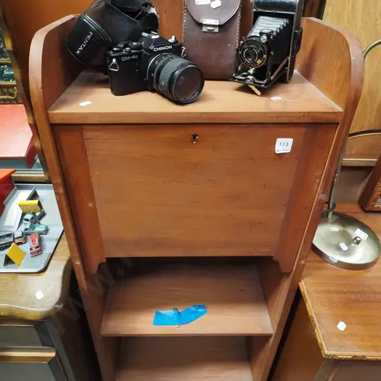 rimu bookcase with drop front writing desk H-1230 W-465 D-225