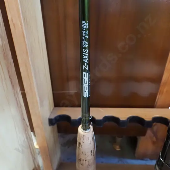 Sage fly fishing rod, metal carry container