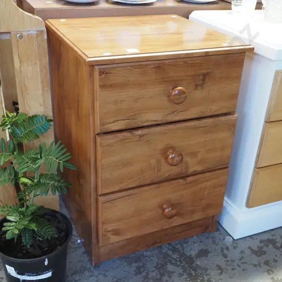 mdf faux wood 3 drawer bedside cabinet