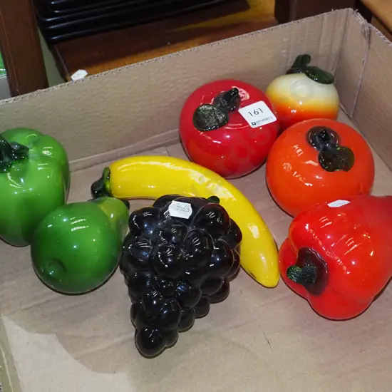 assorted ornamental glass fruit