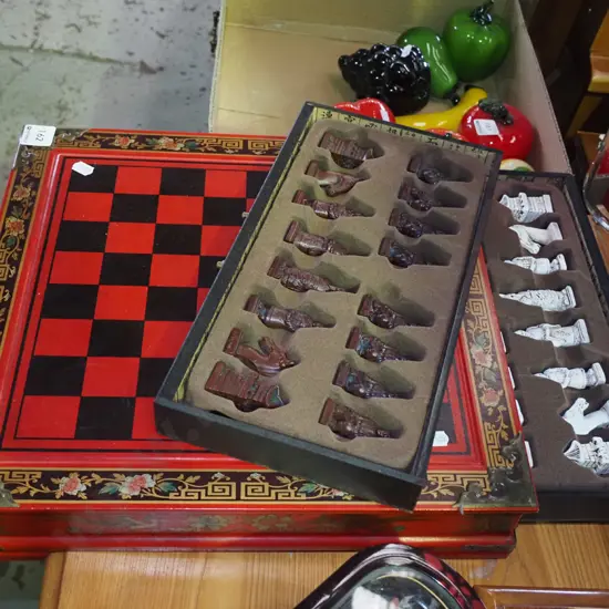 chess board and pieces