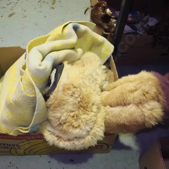 checked woollen blanket, partially made fur coats