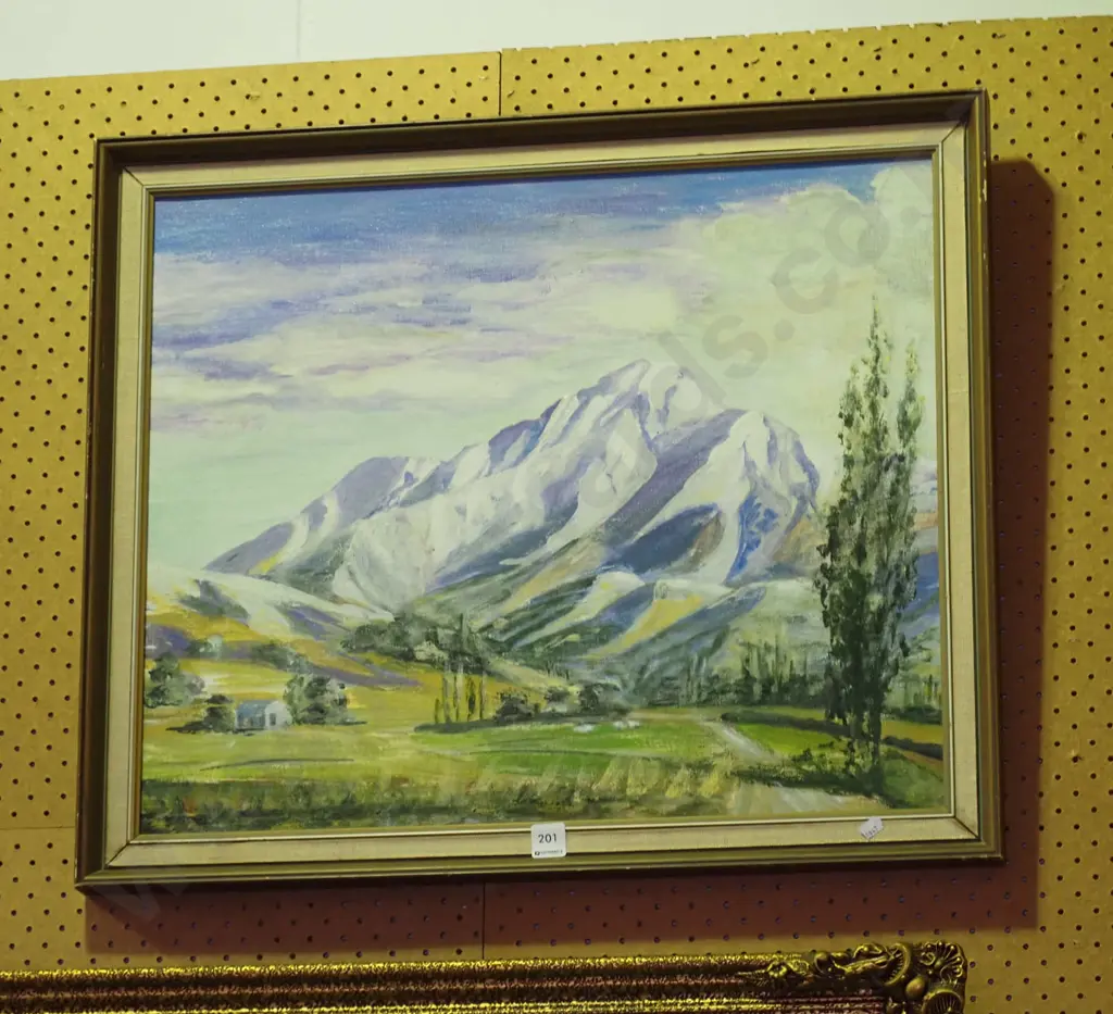 framed oil - mountain scene Image 1++