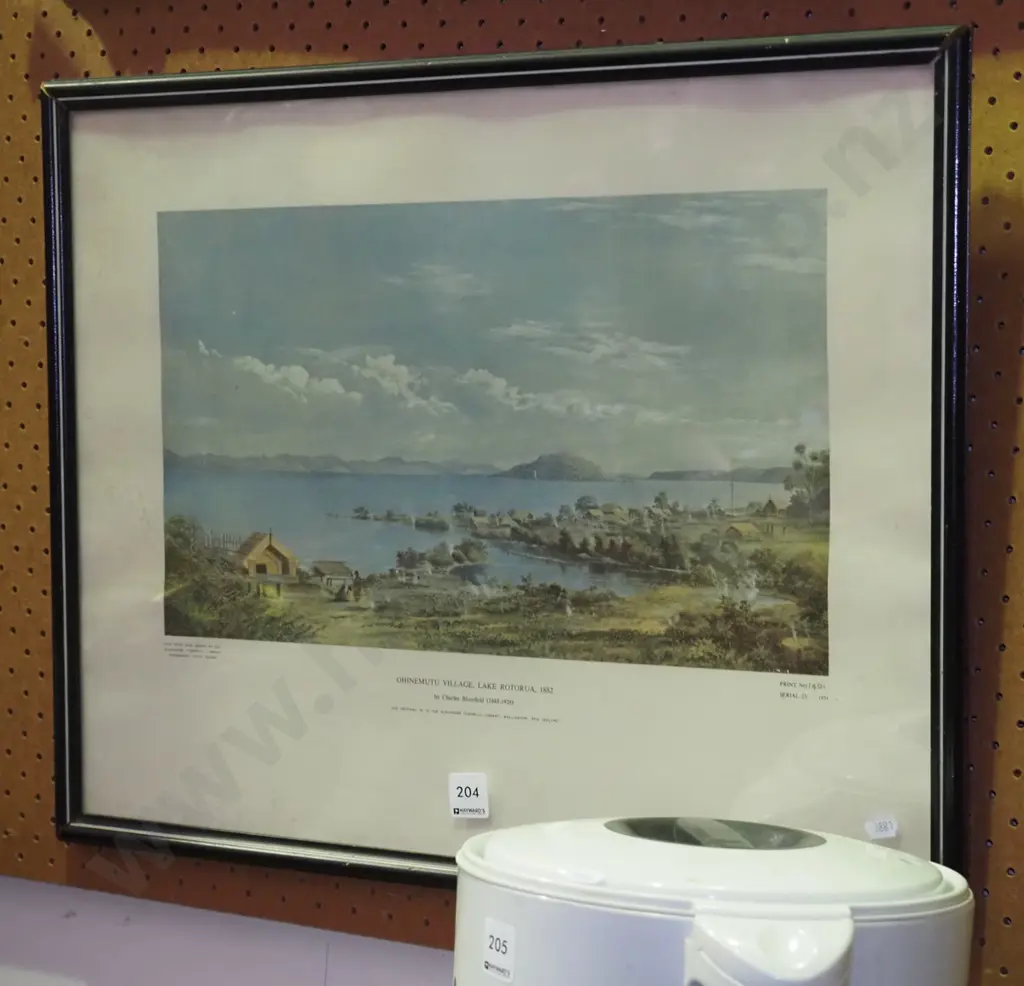 framed historic print - Ohinemutu Village - Lake Rotorua 1882 Image 1++