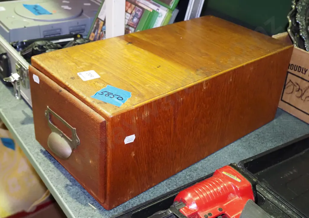 oak single drawer card index file Image 1++