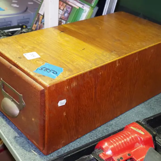oak single drawer card index file