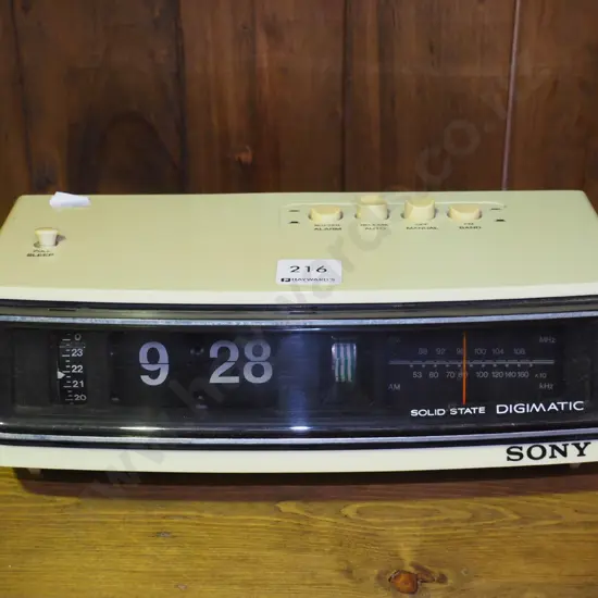 retro Sony flip front radio alarm clock