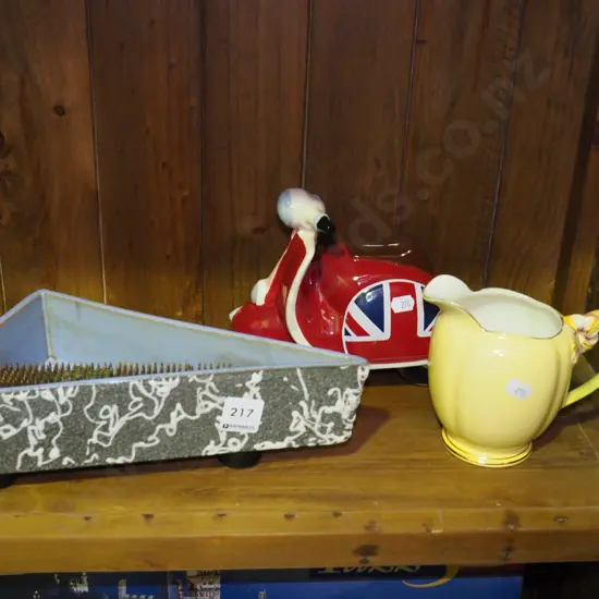 Royal Winton jug, ikebana vase, British Vespa money box