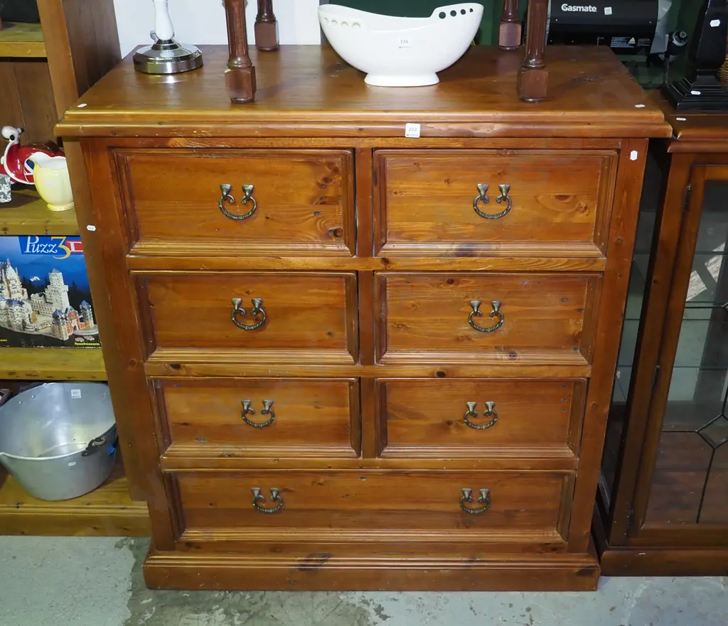 solid pine 7 drawer chest with metal handles H-1210 W-1100 D-510 Image 1++