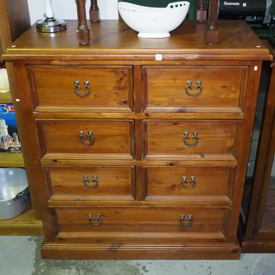 solid pine 7 drawer chest with metal handles H-1210 W-1100 D-510