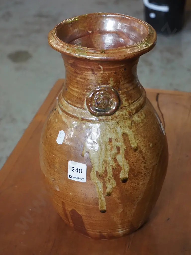 pottery trickle glazed vase H-300 Image 1++